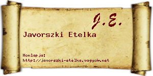 Javorszki Etelka névjegykártya